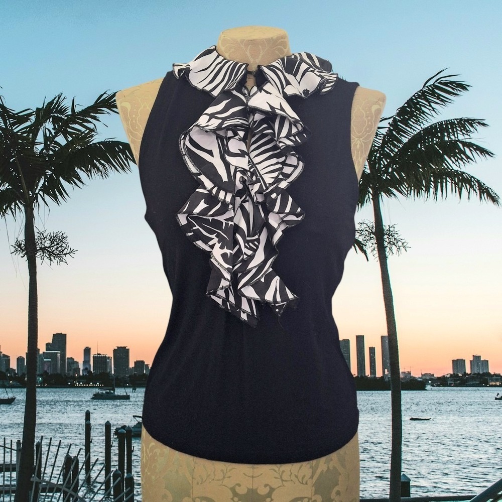 Lauren‎ Ralph Lauren Sleeveless Blouse Ruffles Women's Medium Preppy Boho Summer